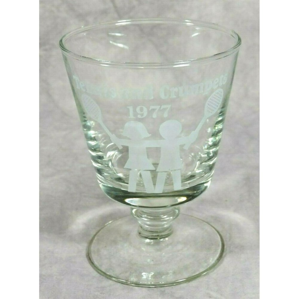 1977 Tennis And Crumpets Charity Tournament Commemorative Glass Vintage